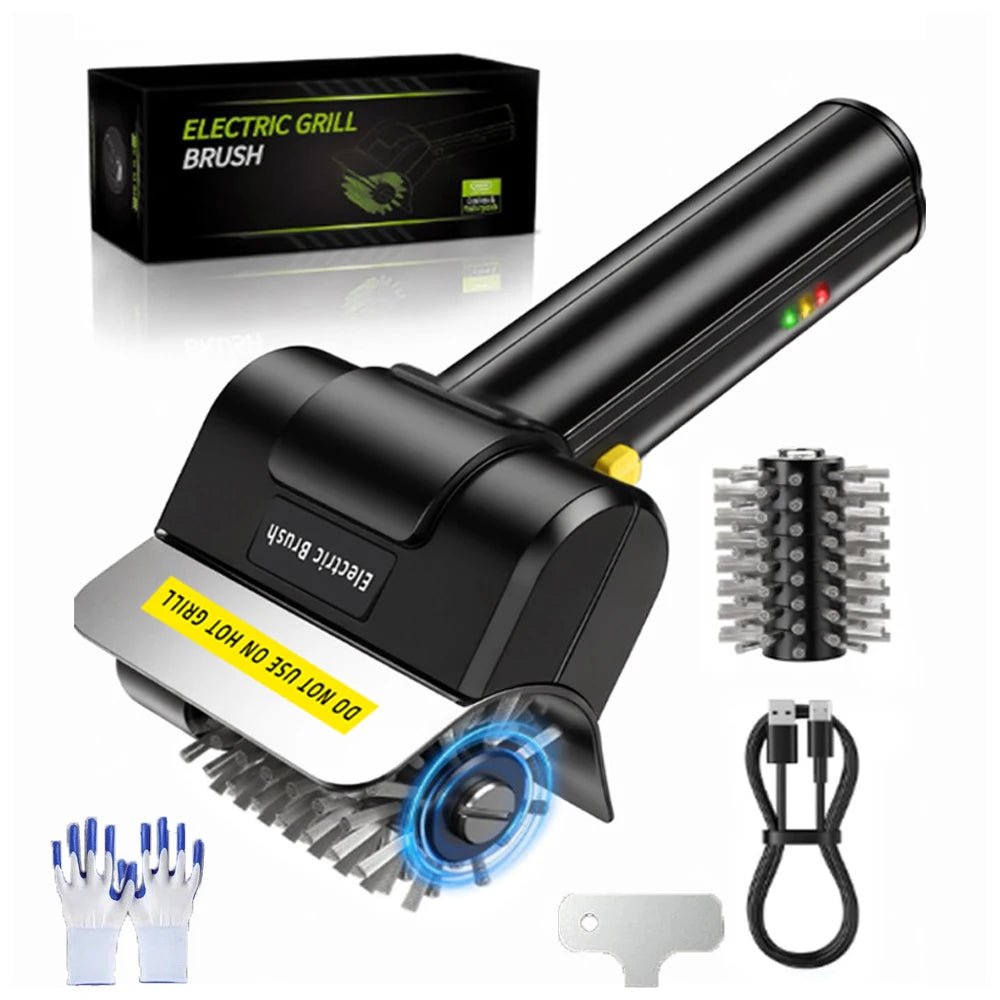 Brosse électrique pour barbecue, outil de nettoyage portatif avec brosse à rouleaux en acier inoxydable pour grilles, taches de rouille, cuisine, extérieur - FATAONBrosse électrique pour barbecue, outil de nettoyage portatif avec brosse à rouleaux en acier inoxydable pour grilles, taches de rouille, cuisine, extérieurSolutions MaisonFATAON