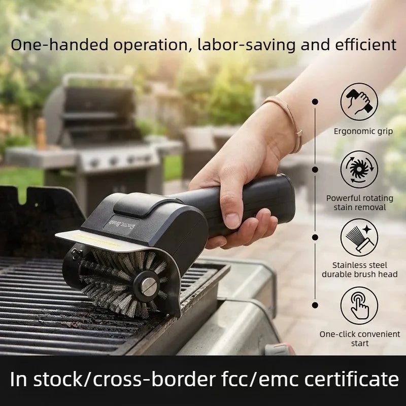 Brosse électrique pour barbecue, outil de nettoyage portatif avec brosse à rouleaux en acier inoxydable pour grilles, taches de rouille, cuisine, extérieur - FATAONBrosse électrique pour barbecue, outil de nettoyage portatif avec brosse à rouleaux en acier inoxydable pour grilles, taches de rouille, cuisine, extérieurSolutions MaisonFATAON