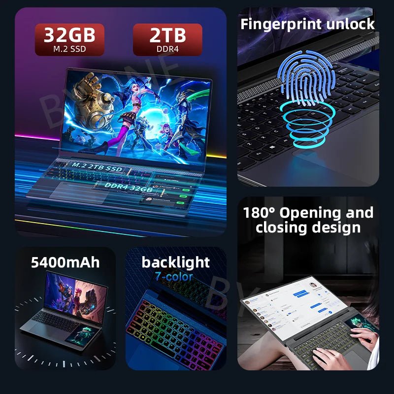 BYONE-Ordinateur portable à écran tactile BYACHtourists, ordinateur portable Windows 11, processeur Intel N100, 15.6 "IPS + 7", 32 Go DDR4, 2 To SSD - FATAONBYONE-Ordinateur portable à écran tactile BYACHtourists, ordinateur portable Windows 11, processeur Intel N100, 15.6 "IPS + 7", 32 Go DDR4, 2 To SSDProductivité & OrganisationFATAON
