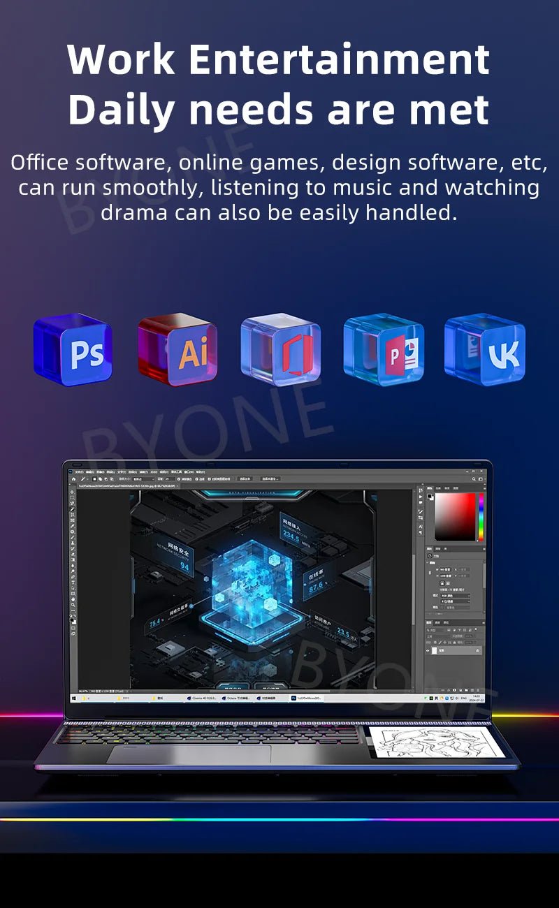 BYONE-Ordinateur portable à écran tactile BYACHtourists, ordinateur portable Windows 11, processeur Intel N100, 15.6 "IPS + 7", 32 Go DDR4, 2 To SSD - FATAONBYONE-Ordinateur portable à écran tactile BYACHtourists, ordinateur portable Windows 11, processeur Intel N100, 15.6 "IPS + 7", 32 Go DDR4, 2 To SSDProductivité & OrganisationFATAON