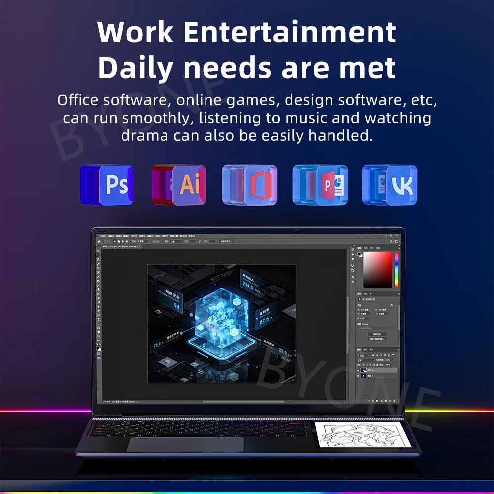 BYONE-Ordinateur portable à écran tactile BYACHtourists, ordinateur portable Windows 11, processeur Intel N100, 15.6 "IPS + 7", 32 Go DDR4, 2 To SSD - FATAONBYONE-Ordinateur portable à écran tactile BYACHtourists, ordinateur portable Windows 11, processeur Intel N100, 15.6 "IPS + 7", 32 Go DDR4, 2 To SSDProductivité & OrganisationFATAON