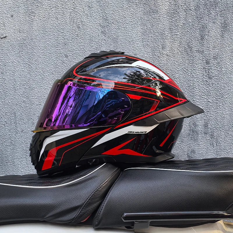 Casque de moto intégral ORZ-B08A, motif Mecha brillant, casque de course, casque de sécurité certifié DOT de Style italien avec Vi teinté - FATAONCasque de moto intégral ORZ-B08A, motif Mecha brillant, casque de course, casque de sécurité certifié DOT de Style italien avec Vi teintéAccessoires MotoFATAON
