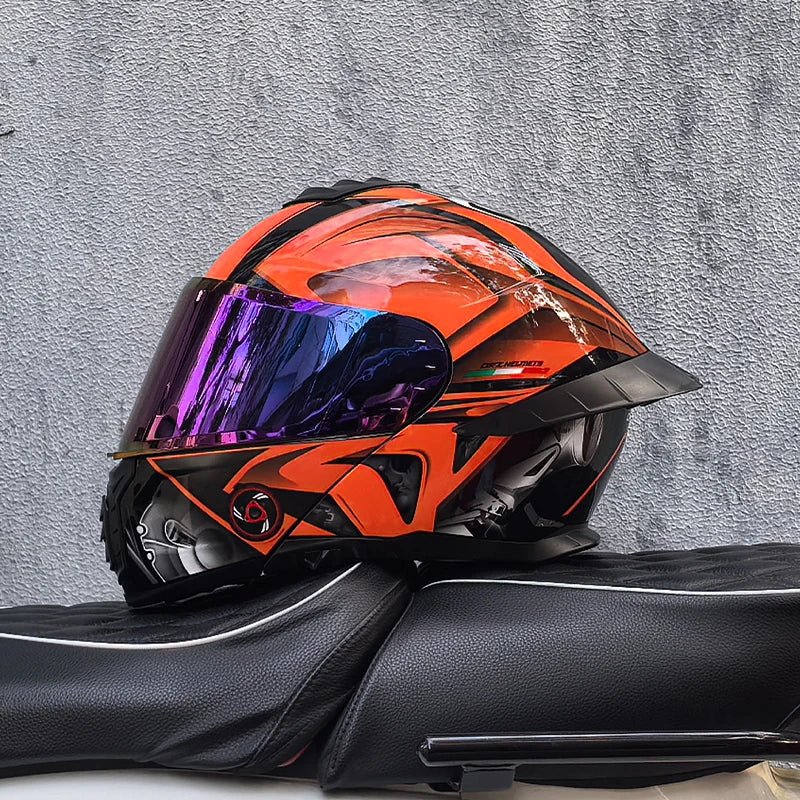 Casque de moto intégral ORZ-B08A, motif Mecha brillant, casque de course, casque de sécurité certifié DOT de Style italien avec Vi teinté - FATAONCasque de moto intégral ORZ-B08A, motif Mecha brillant, casque de course, casque de sécurité certifié DOT de Style italien avec Vi teintéAccessoires MotoFATAON