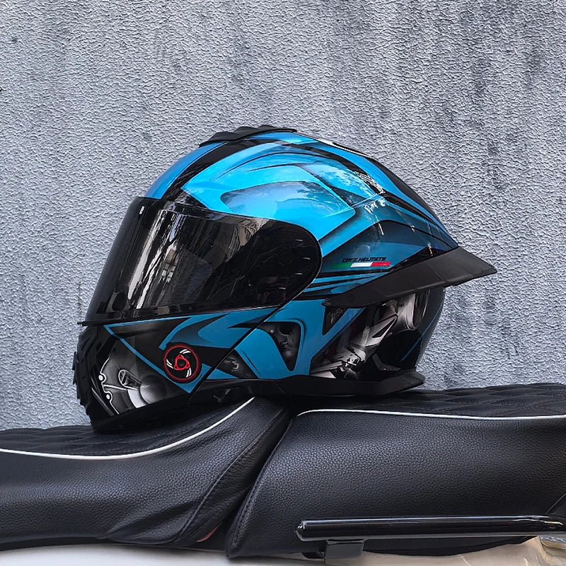 Casque de moto intégral ORZ-B08A, motif Mecha brillant, casque de course, casque de sécurité certifié DOT de Style italien avec Vi teinté - FATAONCasque de moto intégral ORZ-B08A, motif Mecha brillant, casque de course, casque de sécurité certifié DOT de Style italien avec Vi teintéAccessoires MotoFATAON
