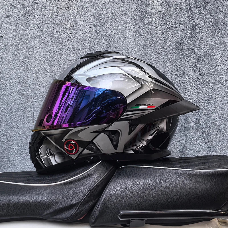 Casque de moto intégral ORZ-B08A, motif Mecha brillant, casque de course, casque de sécurité certifié DOT de Style italien avec Vi teinté - FATAONCasque de moto intégral ORZ-B08A, motif Mecha brillant, casque de course, casque de sécurité certifié DOT de Style italien avec Vi teintéAccessoires MotoFATAON