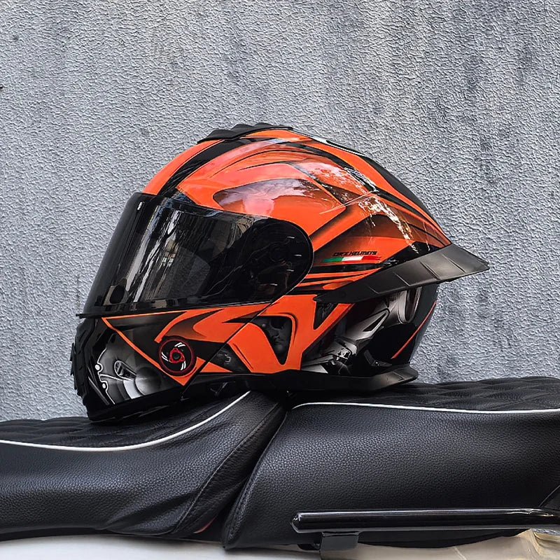 Casque de moto intégral ORZ-B08A, motif Mecha brillant, casque de course, casque de sécurité certifié DOT de Style italien avec Vi teinté - FATAONCasque de moto intégral ORZ-B08A, motif Mecha brillant, casque de course, casque de sécurité certifié DOT de Style italien avec Vi teintéAccessoires MotoFATAON