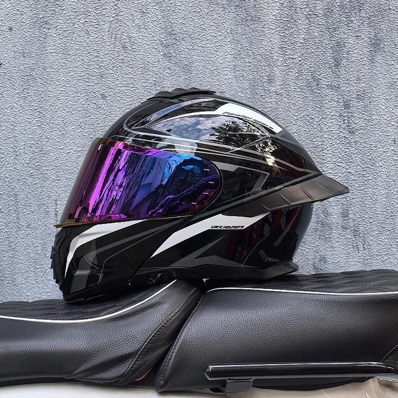 Casque de moto intégral ORZ-B08A, motif Mecha brillant, casque de course, casque de sécurité certifié DOT de Style italien avec Vi teinté - FATAONCasque de moto intégral ORZ-B08A, motif Mecha brillant, casque de course, casque de sécurité certifié DOT de Style italien avec Vi teintéAccessoires MotoFATAON