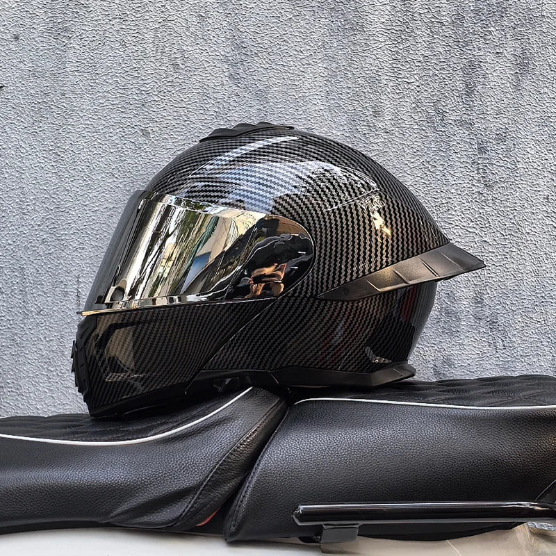 Casque de moto intégral ORZ-B08A, motif Mecha brillant, casque de course, casque de sécurité certifié DOT de Style italien avec Vi teinté - FATAONCasque de moto intégral ORZ-B08A, motif Mecha brillant, casque de course, casque de sécurité certifié DOT de Style italien avec Vi teintéAccessoires MotoFATAON