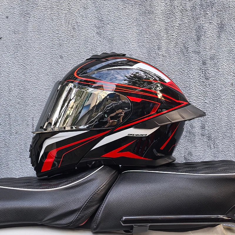 Casque de moto intégral ORZ-B08A, motif Mecha brillant, casque de course, casque de sécurité certifié DOT de Style italien avec Vi teinté - FATAONCasque de moto intégral ORZ-B08A, motif Mecha brillant, casque de course, casque de sécurité certifié DOT de Style italien avec Vi teintéAccessoires MotoFATAON