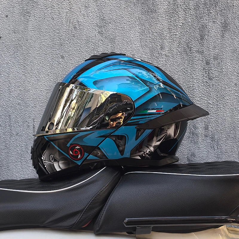 Casque de moto intégral ORZ-B08A, motif Mecha brillant, casque de course, casque de sécurité certifié DOT de Style italien avec Vi teinté - FATAONCasque de moto intégral ORZ-B08A, motif Mecha brillant, casque de course, casque de sécurité certifié DOT de Style italien avec Vi teintéAccessoires MotoFATAON