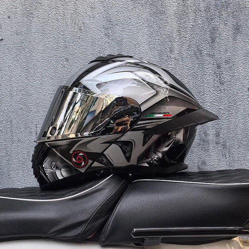 Casque de moto intégral ORZ-B08A, motif Mecha brillant, casque de course, casque de sécurité certifié DOT de Style italien avec Vi teinté - FATAONCasque de moto intégral ORZ-B08A, motif Mecha brillant, casque de course, casque de sécurité certifié DOT de Style italien avec Vi teintéAccessoires MotoFATAON