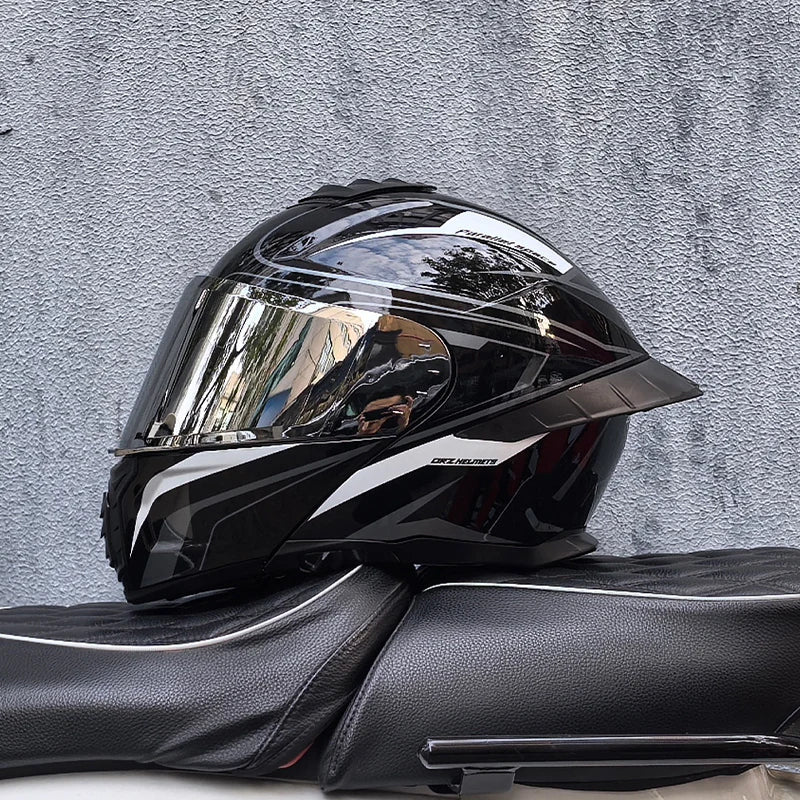 Casque de moto intégral ORZ-B08A, motif Mecha brillant, casque de course, casque de sécurité certifié DOT de Style italien avec Vi teinté - FATAONCasque de moto intégral ORZ-B08A, motif Mecha brillant, casque de course, casque de sécurité certifié DOT de Style italien avec Vi teintéAccessoires MotoFATAON