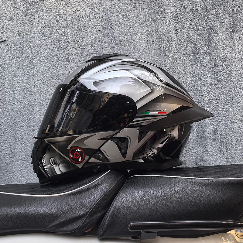 Casque de moto intégral ORZ-B08A, motif Mecha brillant, casque de course, casque de sécurité certifié DOT de Style italien avec Vi teinté - FATAONCasque de moto intégral ORZ-B08A, motif Mecha brillant, casque de course, casque de sécurité certifié DOT de Style italien avec Vi teintéAccessoires MotoFATAON