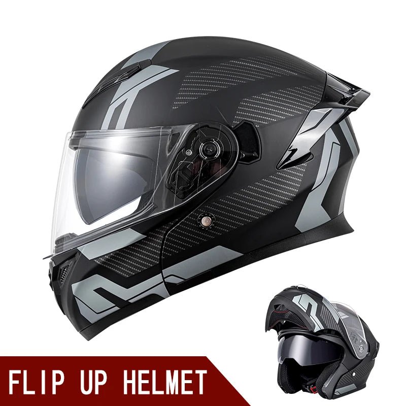 Casque rabattable casque de moto pour hommes Double lentille croisière moto de fond casque complet couvert crème solaire quatre saisons - FATAONCasque rabattable casque de moto pour hommes Double lentille croisière moto de fond casque complet couvert crème solaire quatre saisonsAccessoires MotoFATAON