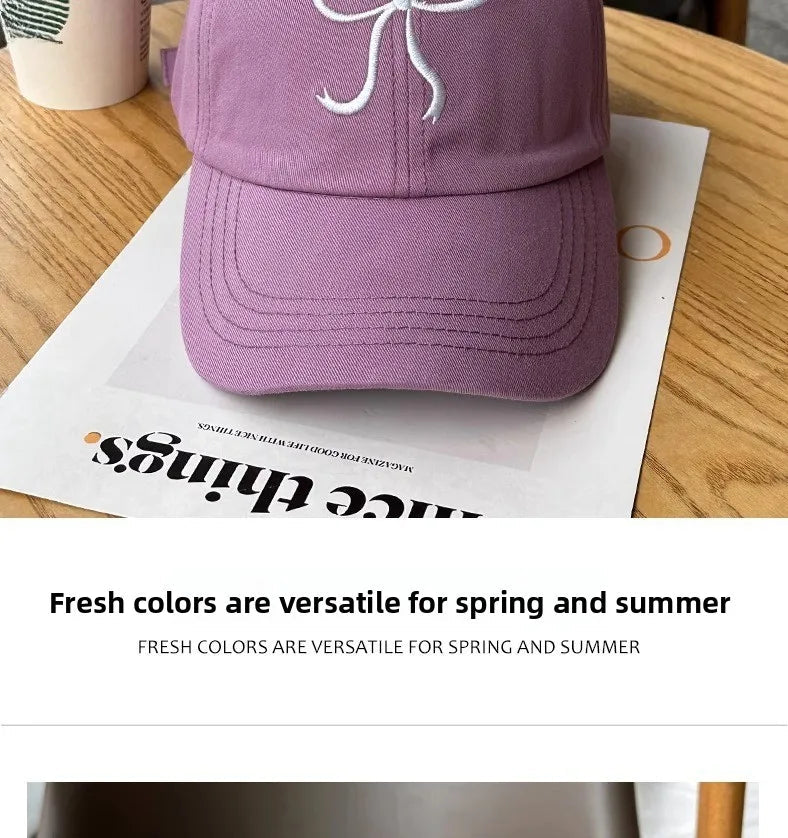 Casquette de Baseball Ins coréenne pour femmes, Design avec nœud, doux, romantique, rose, capote, mode réglable, Snapback - FATAONCasquette de Baseball Ins coréenne pour femmes, Design avec nœud, doux, romantique, rose, capote, mode réglable, SnapbackMode FemmeFATAON