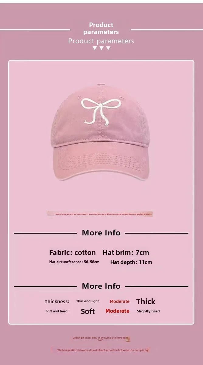 Casquette de Baseball Ins coréenne pour femmes, Design avec nœud, doux, romantique, rose, capote, mode réglable, Snapback - FATAONCasquette de Baseball Ins coréenne pour femmes, Design avec nœud, doux, romantique, rose, capote, mode réglable, SnapbackMode FemmeFATAON