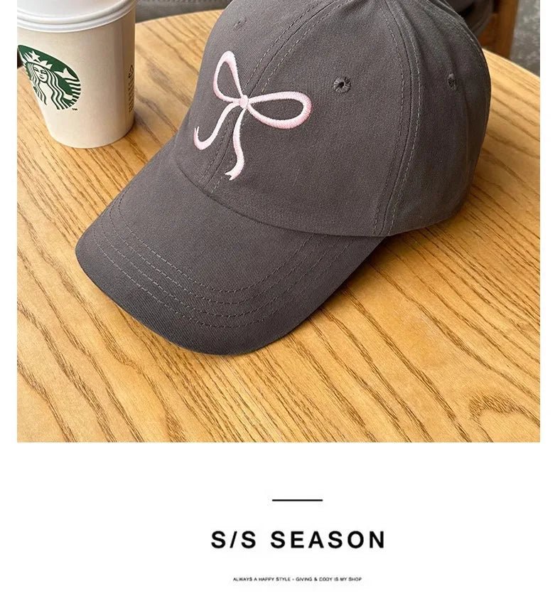 Casquette de Baseball Ins coréenne pour femmes, Design avec nœud, doux, romantique, rose, capote, mode réglable, Snapback - FATAONCasquette de Baseball Ins coréenne pour femmes, Design avec nœud, doux, romantique, rose, capote, mode réglable, SnapbackMode FemmeFATAON
