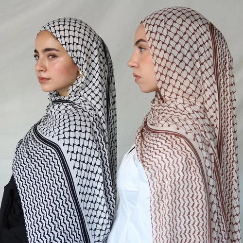 Châle Musulman en Mousseline de Soie Imprimé, Hijab Arabe du Moyen-Orient, Keffiyeh, Palestine, 180x70cm - FATAONChâle Musulman en Mousseline de Soie Imprimé, Hijab Arabe du Moyen-Orient, Keffiyeh, Palestine, 180x70cmMode FemmeFATAON