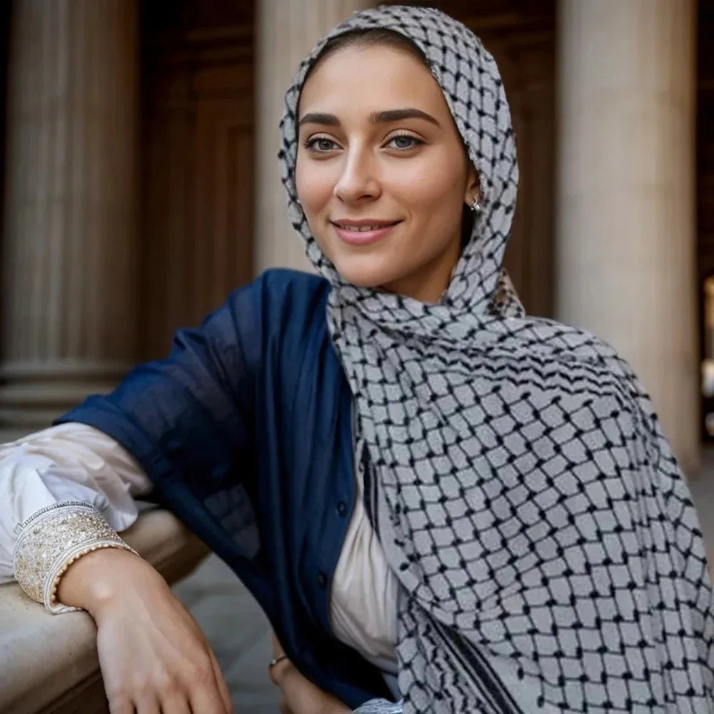 Châle Musulman en Mousseline de Soie Imprimé, Hijab Arabe du Moyen-Orient, Keffiyeh, Palestine, 180x70cm - FATAONChâle Musulman en Mousseline de Soie Imprimé, Hijab Arabe du Moyen-Orient, Keffiyeh, Palestine, 180x70cmMode FemmeFATAON