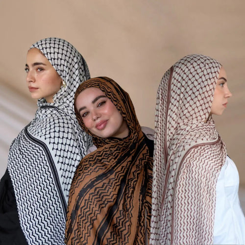 Châle Musulman en Mousseline de Soie Imprimé, Hijab Arabe du Moyen-Orient, Keffiyeh, Palestine, 180x70cm - FATAONChâle Musulman en Mousseline de Soie Imprimé, Hijab Arabe du Moyen-Orient, Keffiyeh, Palestine, 180x70cmMode FemmeFATAON