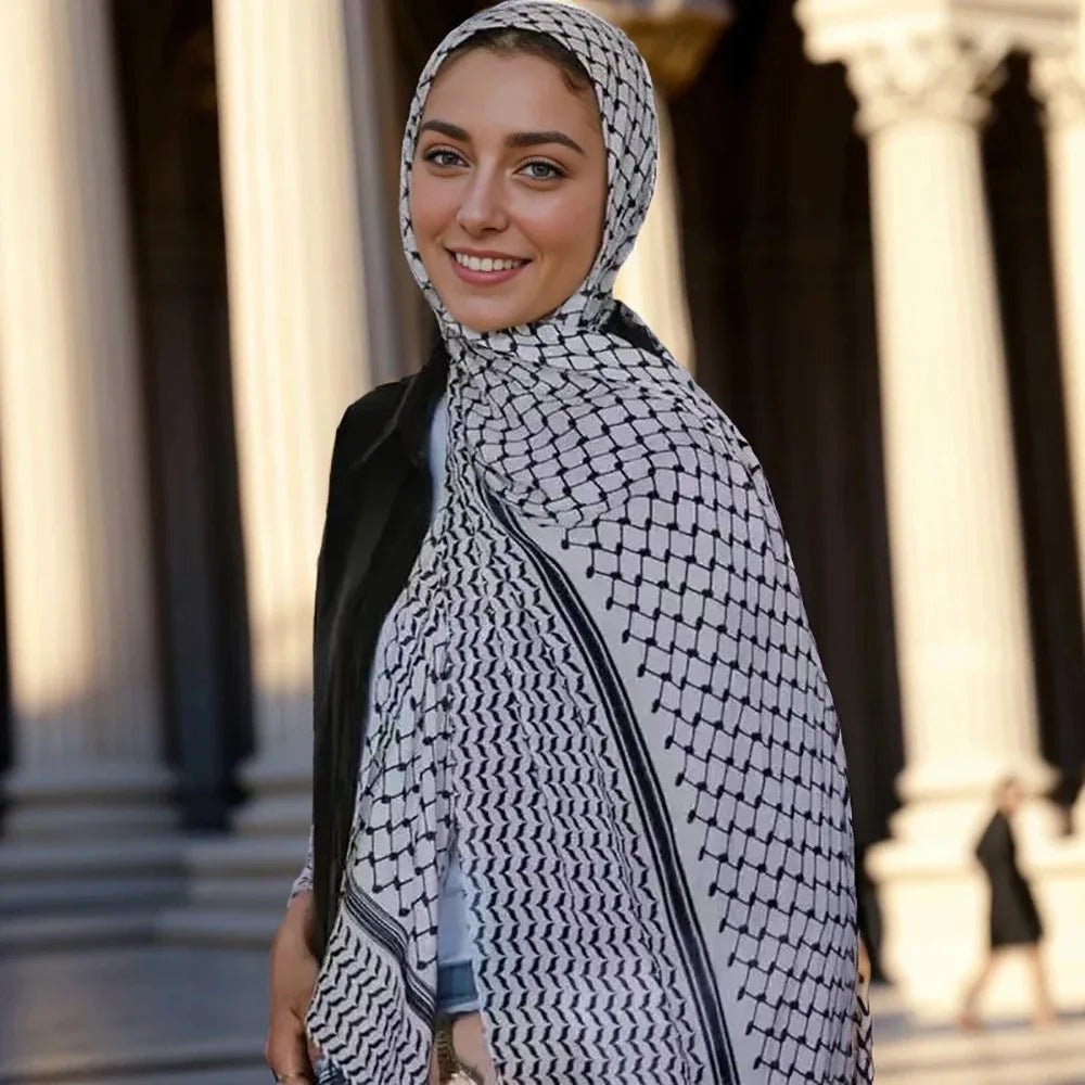 Châle Musulman en Mousseline de Soie Imprimé, Hijab Arabe du Moyen-Orient, Keffiyeh, Palestine, 180x70cm - FATAONChâle Musulman en Mousseline de Soie Imprimé, Hijab Arabe du Moyen-Orient, Keffiyeh, Palestine, 180x70cmMode FemmeFATAON