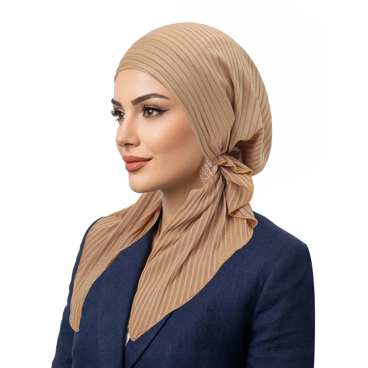 Chapeaux Turban Hijab Musulman à Rayures Tendance, Foulards à Longue Queue, Bonnets Hijab Élastiques Respirants pour Femmes et Filles - FATAONChapeaux Turban Hijab Musulman à Rayures Tendance, Foulards à Longue Queue, Bonnets Hijab Élastiques Respirants pour Femmes et FillesMode FemmeFATAON