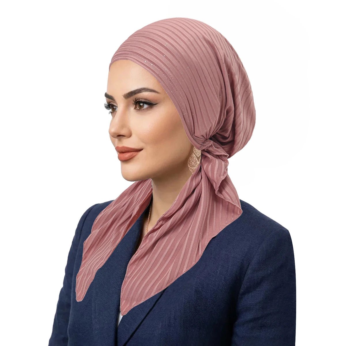 Chapeaux Turban Hijab Musulman à Rayures Tendance, Foulards à Longue Queue, Bonnets Hijab Élastiques Respirants pour Femmes et Filles - FATAONChapeaux Turban Hijab Musulman à Rayures Tendance, Foulards à Longue Queue, Bonnets Hijab Élastiques Respirants pour Femmes et FillesMode FemmeFATAON