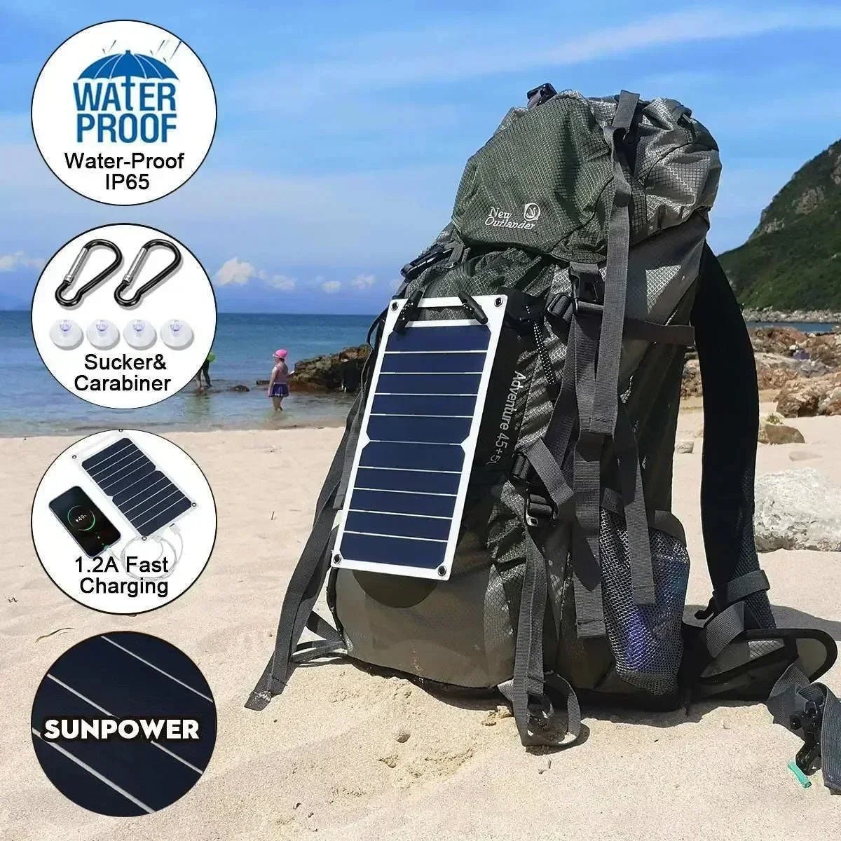 Chargeur solaire pliable 35W double USB avec technologie de Charge intelligente pour batterie externe, iPhone, Camping, camping-car, accessoires d'urgence et de voyage en plein air - FATAONChargeur solaire pliable 35W double USB avec technologie de Charge intelligente pour batterie externe, iPhone, Camping, camping-car, accessoires d'urgence et de voyage en plein airTechnologie IntelligenteFATAON