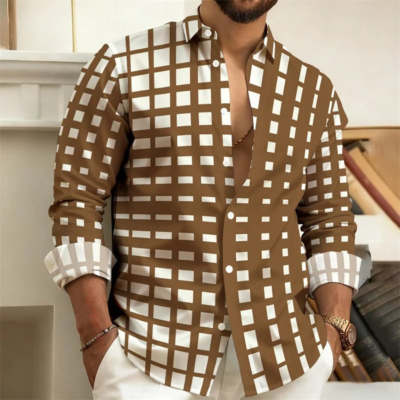 Chemise à manches longues à carreaux imprimés en 3D pour hommes, chemise à la mode pour hommes, chemise de style de rue décontractée pour l'extérieur, tailles S-XL, meilleure vente - FATAONChemise à manches longues à carreaux imprimés en 3D pour hommes, chemise à la mode pour hommes, chemise de style de rue décontractée pour l'extérieur, tailles S-XL, meilleure venteMode HommeFATAON
