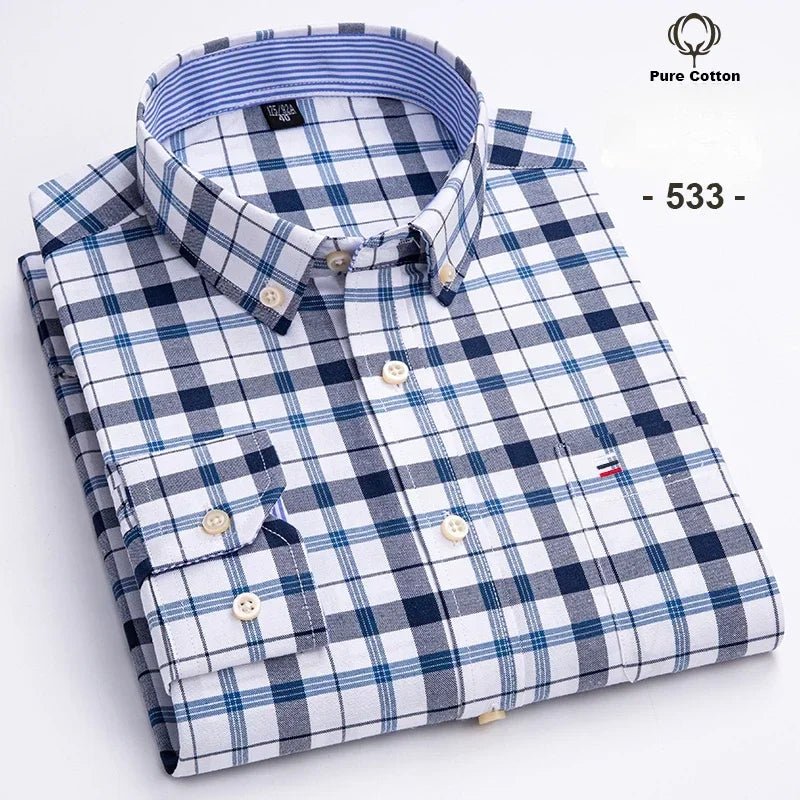 Chemise Oxford à manches longues pour hommes, grande taille 7xl, 100% coton, coupe cintrée, formelle, unie, à carreaux, vêtements de bureau élégants, nouvelle collection - FATAONChemise Oxford à manches longues pour hommes, grande taille 7xl, 100% coton, coupe cintrée, formelle, unie, à carreaux, vêtements de bureau élégants, nouvelle collectionMode HommeFATAON