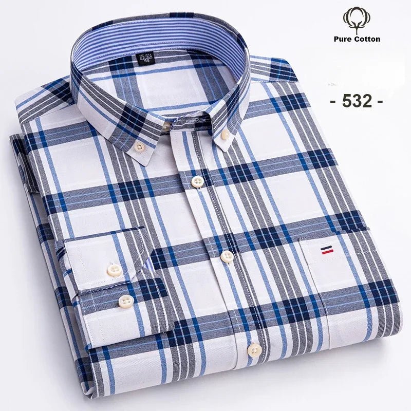 Chemise Oxford à manches longues pour hommes, grande taille 7xl, 100% coton, coupe cintrée, formelle, unie, à carreaux, vêtements de bureau élégants, nouvelle collection - FATAONChemise Oxford à manches longues pour hommes, grande taille 7xl, 100% coton, coupe cintrée, formelle, unie, à carreaux, vêtements de bureau élégants, nouvelle collectionMode HommeFATAON