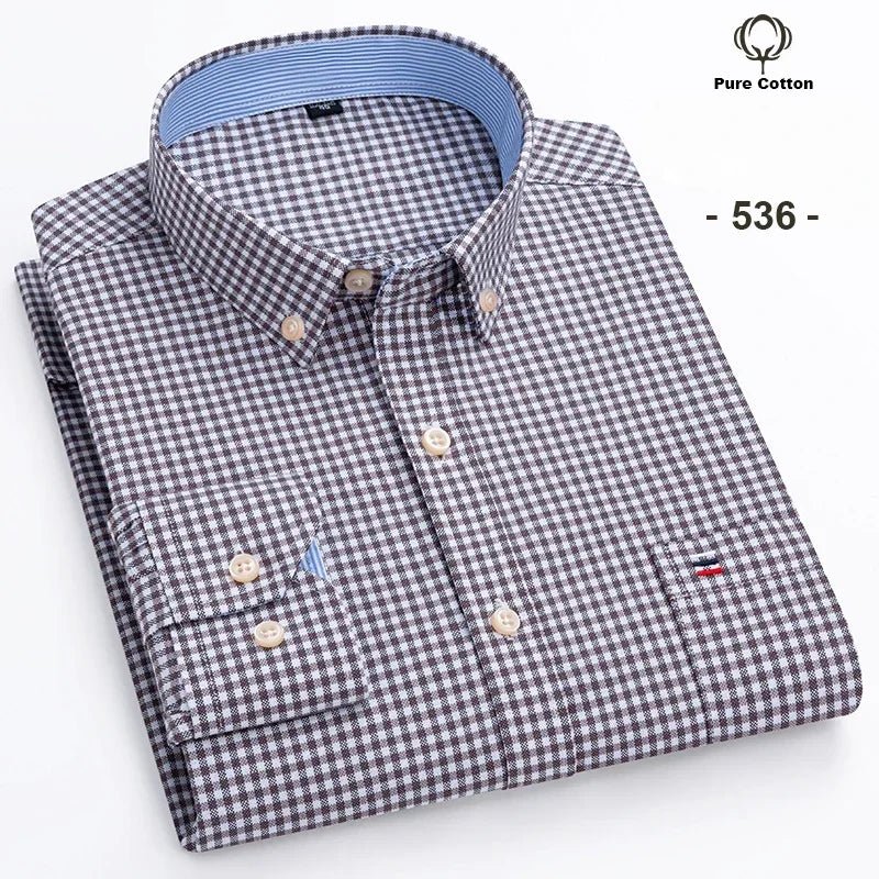 Chemise Oxford à manches longues pour hommes, grande taille 7xl, 100% coton, coupe cintrée, formelle, unie, à carreaux, vêtements de bureau élégants, nouvelle collection - FATAONChemise Oxford à manches longues pour hommes, grande taille 7xl, 100% coton, coupe cintrée, formelle, unie, à carreaux, vêtements de bureau élégants, nouvelle collectionMode HommeFATAON