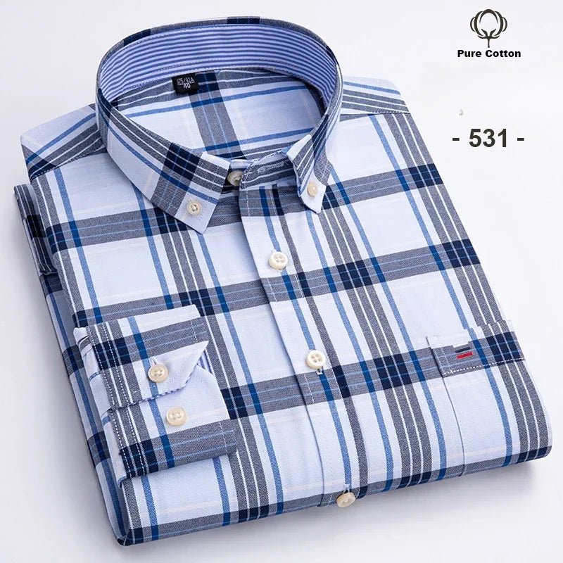 Chemise Oxford à manches longues pour hommes, grande taille 7xl, 100% coton, coupe cintrée, formelle, unie, à carreaux, vêtements de bureau élégants, nouvelle collection - FATAONChemise Oxford à manches longues pour hommes, grande taille 7xl, 100% coton, coupe cintrée, formelle, unie, à carreaux, vêtements de bureau élégants, nouvelle collectionMode HommeFATAON