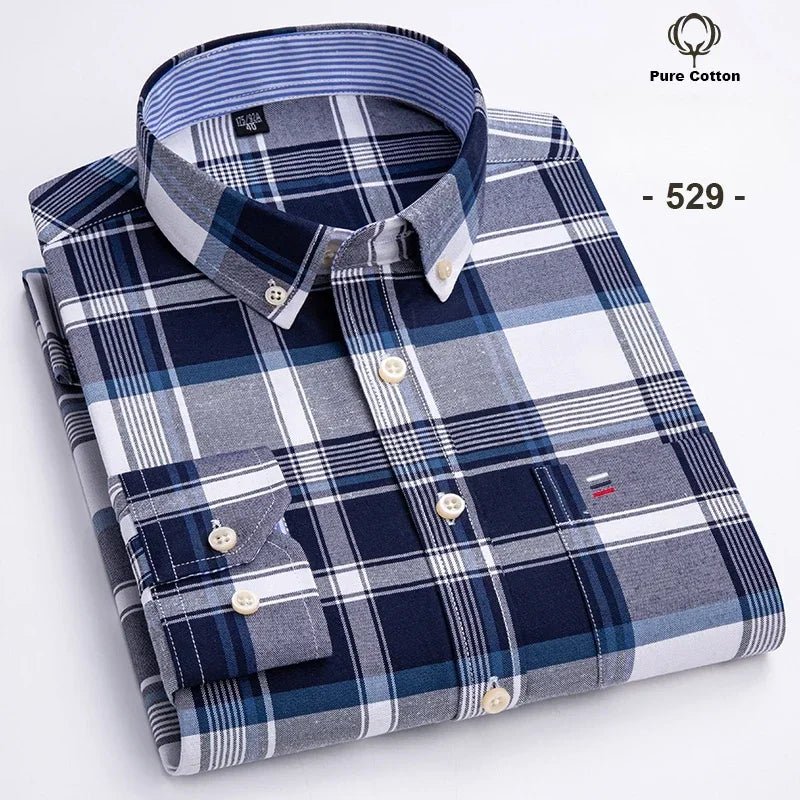 Chemise Oxford à manches longues pour hommes, grande taille 7xl, 100% coton, coupe cintrée, formelle, unie, à carreaux, vêtements de bureau élégants, nouvelle collection - FATAONChemise Oxford à manches longues pour hommes, grande taille 7xl, 100% coton, coupe cintrée, formelle, unie, à carreaux, vêtements de bureau élégants, nouvelle collectionMode HommeFATAON