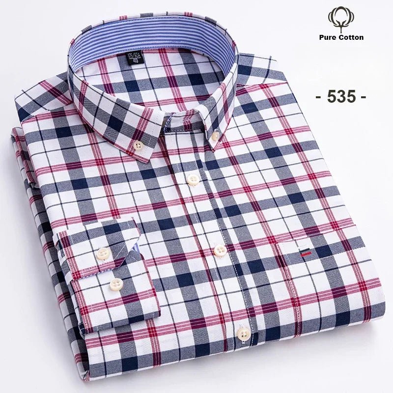 Chemise Oxford à manches longues pour hommes, grande taille 7xl, 100% coton, coupe cintrée, formelle, unie, à carreaux, vêtements de bureau élégants, nouvelle collection - FATAONChemise Oxford à manches longues pour hommes, grande taille 7xl, 100% coton, coupe cintrée, formelle, unie, à carreaux, vêtements de bureau élégants, nouvelle collectionMode HommeFATAON