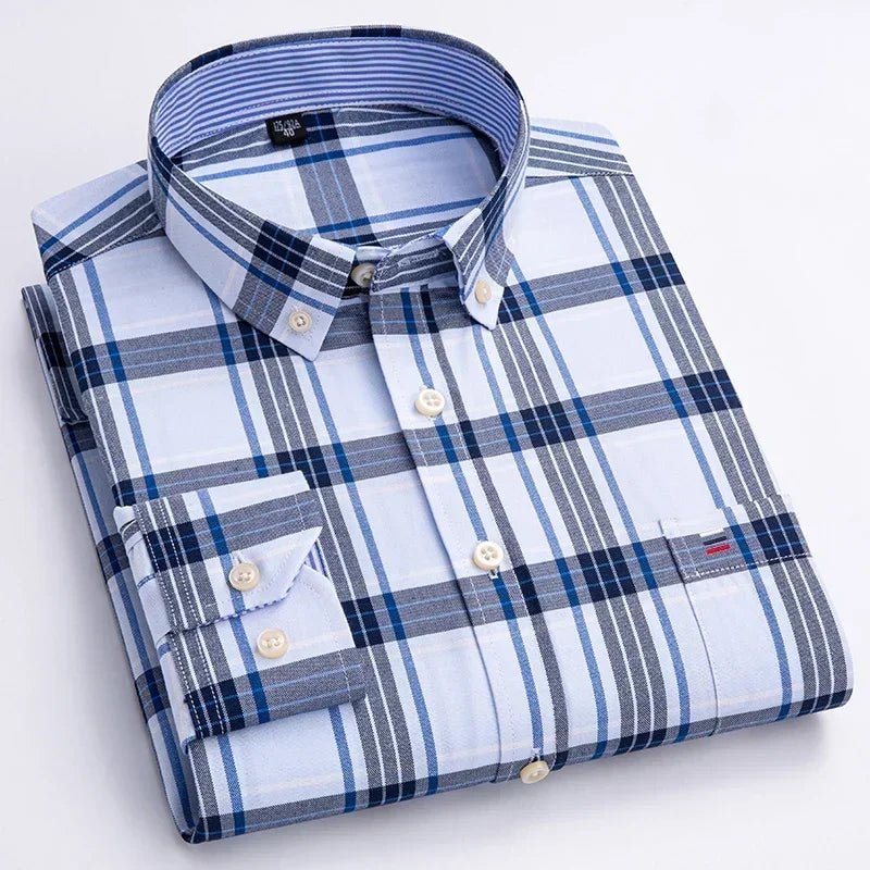 Chemise Oxford à manches longues pour hommes, grande taille 7xl, 100% coton, coupe cintrée, formelle, unie, à carreaux, vêtements de bureau élégants, nouvelle collection - FATAONChemise Oxford à manches longues pour hommes, grande taille 7xl, 100% coton, coupe cintrée, formelle, unie, à carreaux, vêtements de bureau élégants, nouvelle collectionMode HommeFATAON