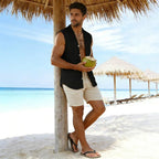Chemise sans manches en coton et lin pour homme 2026, col rabattu, boutonnée, décontractée, pour la plage - FATAONChemise sans manches en coton et lin pour homme 2026, col rabattu, boutonnée, décontractée, pour la plageMode HommeFATAON