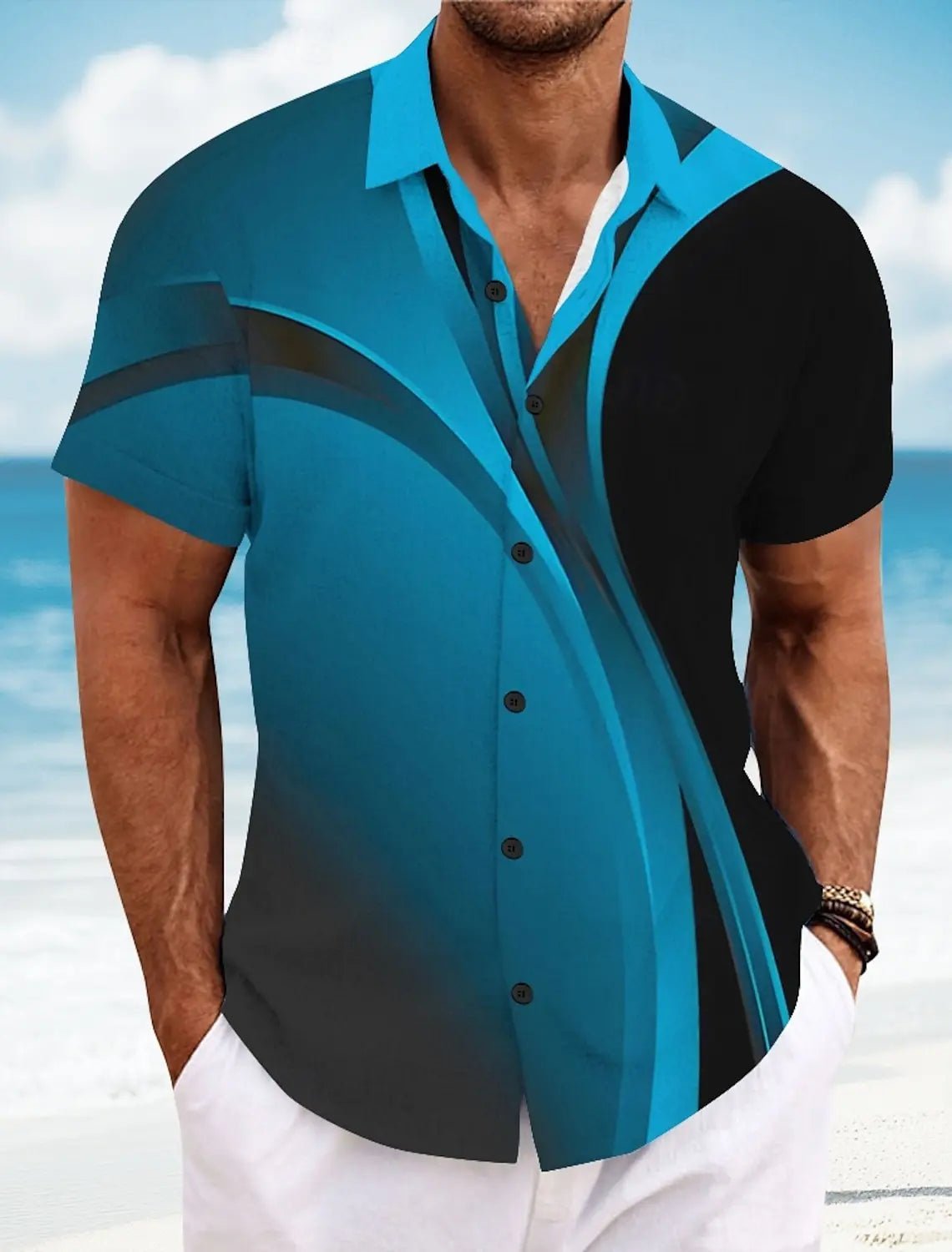 Chemises d'été à carreaux à grille géométrique pour hommes, chemise hawaïenne à manches courtes rabattu, chemises boutonnées sans poches - FATAONChemises d'été à carreaux à grille géométrique pour hommes, chemise hawaïenne à manches courtes rabattu, chemises boutonnées sans pochesMode HommeFATAON