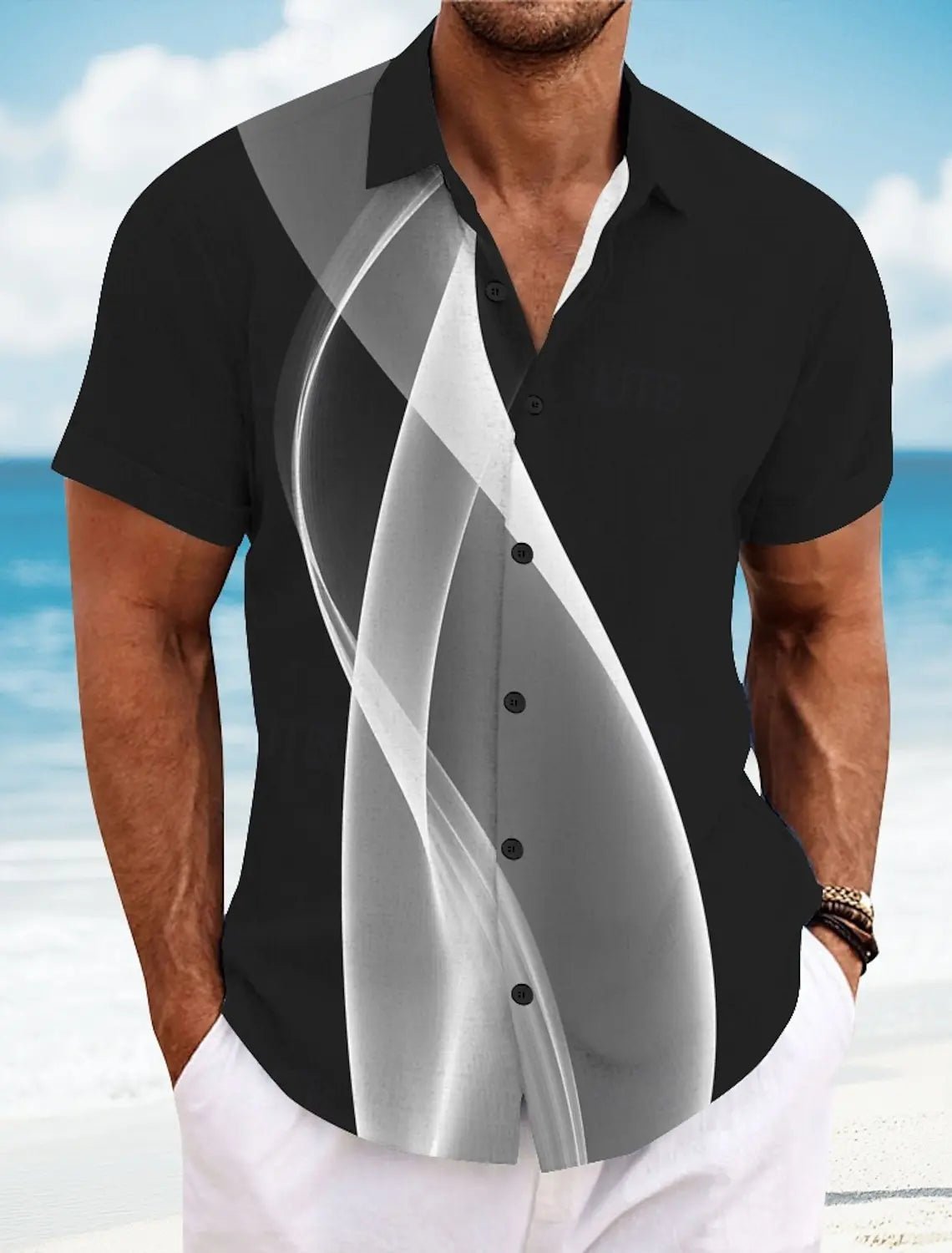Chemises d'été à carreaux à grille géométrique pour hommes, chemise hawaïenne à manches courtes rabattu, chemises boutonnées sans poches - FATAONChemises d'été à carreaux à grille géométrique pour hommes, chemise hawaïenne à manches courtes rabattu, chemises boutonnées sans pochesMode HommeFATAON