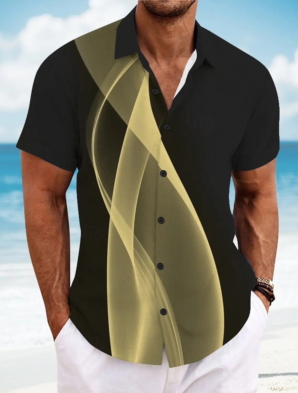 Chemises d'été à carreaux à grille géométrique pour hommes, chemise hawaïenne à manches courtes rabattu, chemises boutonnées sans poches - FATAONChemises d'été à carreaux à grille géométrique pour hommes, chemise hawaïenne à manches courtes rabattu, chemises boutonnées sans pochesMode HommeFATAON