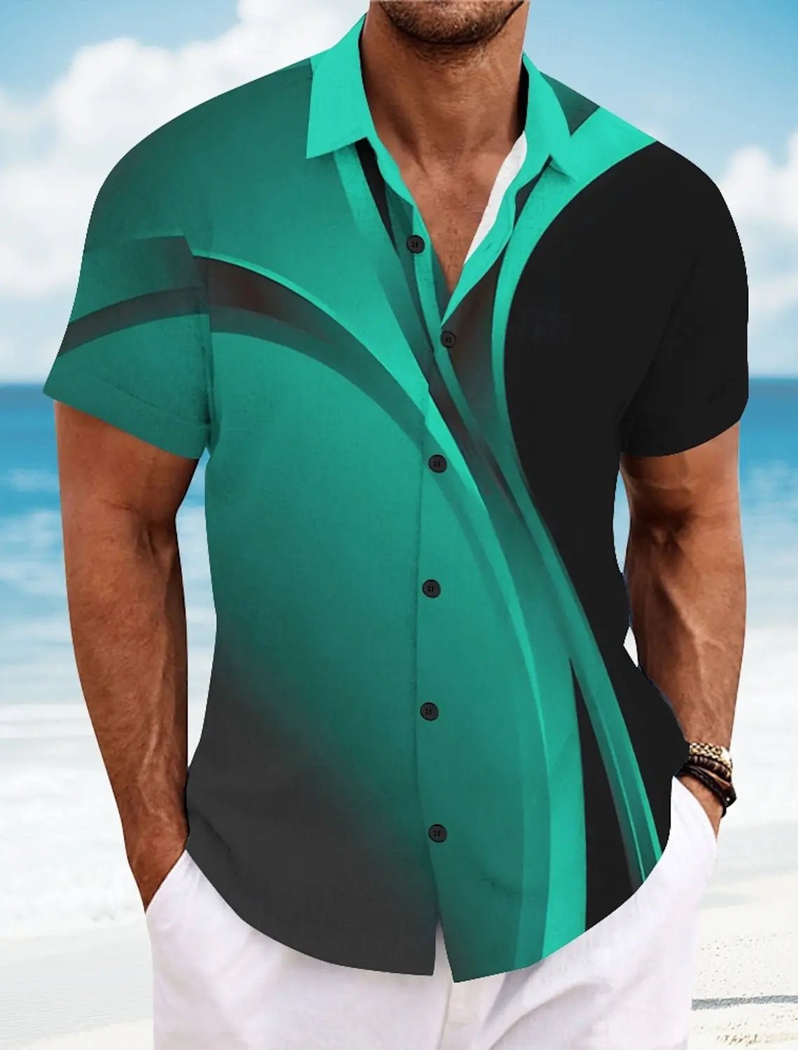 Chemises d'été à carreaux à grille géométrique pour hommes, chemise hawaïenne à manches courtes rabattu, chemises boutonnées sans poches - FATAONChemises d'été à carreaux à grille géométrique pour hommes, chemise hawaïenne à manches courtes rabattu, chemises boutonnées sans pochesMode HommeFATAON