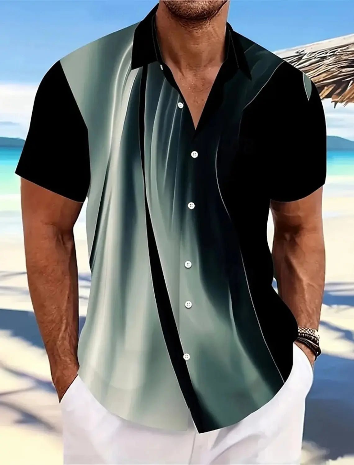 Chemises d'été à carreaux à grille géométrique pour hommes, chemise hawaïenne à manches courtes rabattu, chemises boutonnées sans poches - FATAONChemises d'été à carreaux à grille géométrique pour hommes, chemise hawaïenne à manches courtes rabattu, chemises boutonnées sans pochesMode HommeFATAON