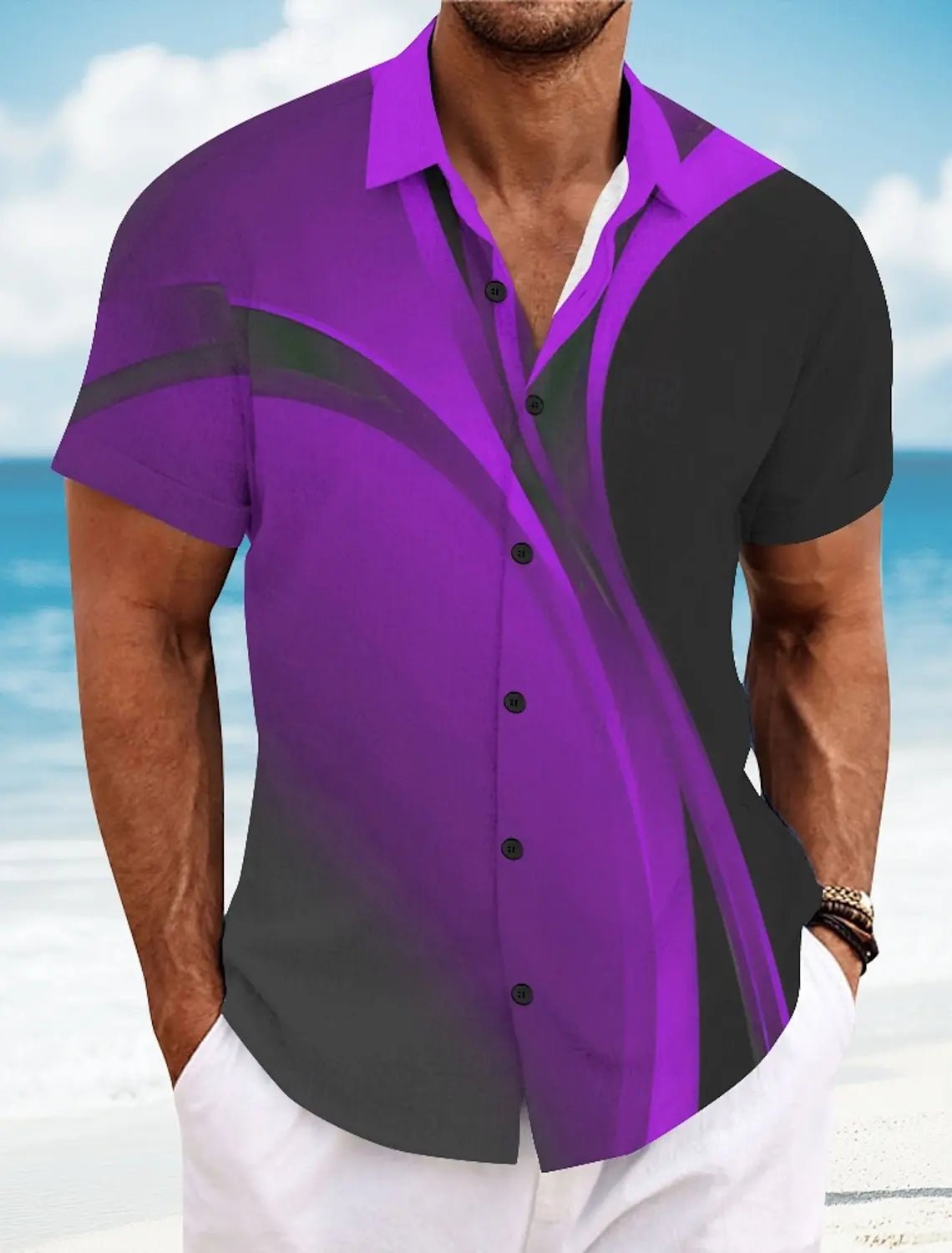 Chemises d'été à carreaux à grille géométrique pour hommes, chemise hawaïenne à manches courtes rabattu, chemises boutonnées sans poches - FATAONChemises d'été à carreaux à grille géométrique pour hommes, chemise hawaïenne à manches courtes rabattu, chemises boutonnées sans pochesMode HommeFATAON