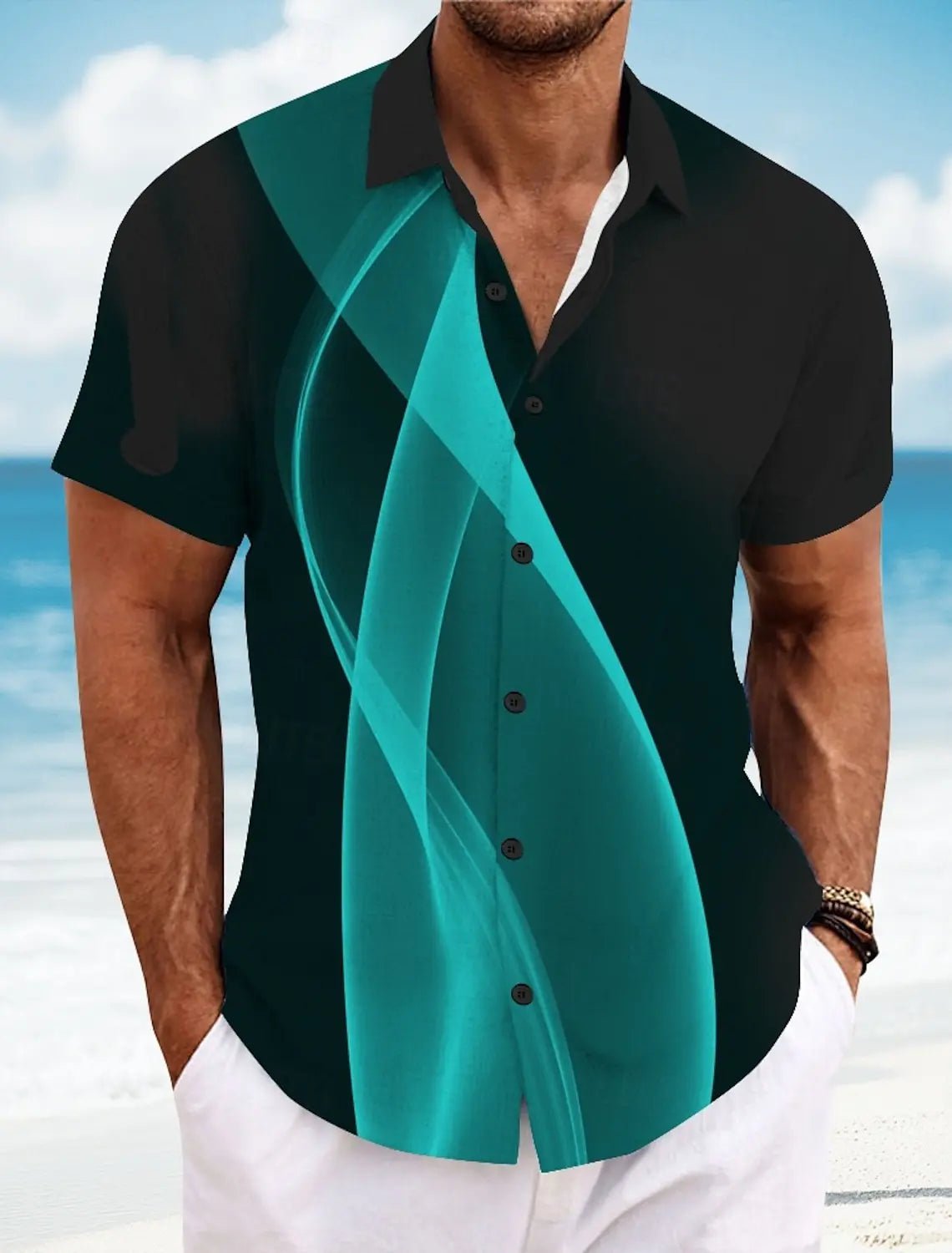 Chemises d'été à carreaux à grille géométrique pour hommes, chemise hawaïenne à manches courtes rabattu, chemises boutonnées sans poches - FATAONChemises d'été à carreaux à grille géométrique pour hommes, chemise hawaïenne à manches courtes rabattu, chemises boutonnées sans pochesMode HommeFATAON