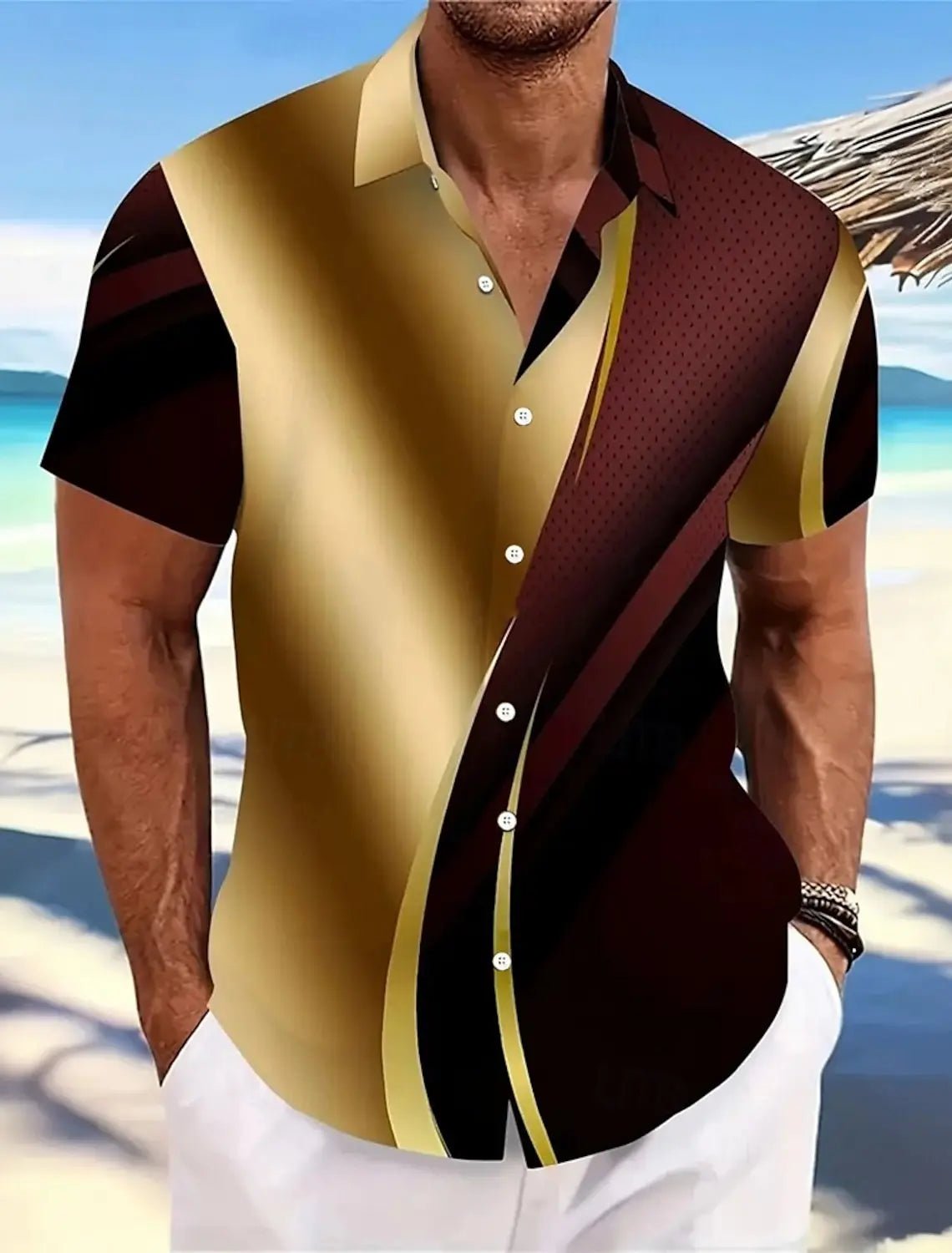 Chemises d'été à carreaux à grille géométrique pour hommes, chemise hawaïenne à manches courtes rabattu, chemises boutonnées sans poches - FATAONChemises d'été à carreaux à grille géométrique pour hommes, chemise hawaïenne à manches courtes rabattu, chemises boutonnées sans pochesMode HommeFATAON