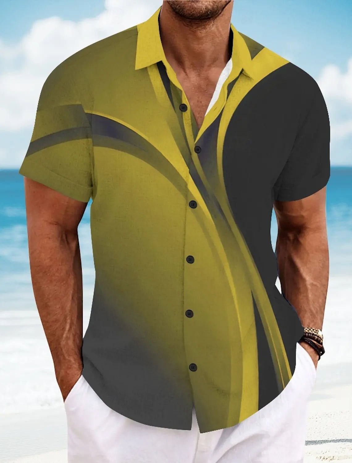 Chemises d'été à carreaux à grille géométrique pour hommes, chemise hawaïenne à manches courtes rabattu, chemises boutonnées sans poches - FATAONChemises d'été à carreaux à grille géométrique pour hommes, chemise hawaïenne à manches courtes rabattu, chemises boutonnées sans pochesMode HommeFATAON