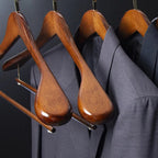Cintre multifonctionnel en bois rétro à larges épaules avec tige de flocage pour vêtements, support de séchage pour placard de chambre à coucher, organisateur d'armoires - FATAONCintre multifonctionnel en bois rétro à larges épaules avec tige de flocage pour vêtements, support de séchage pour placard de chambre à coucher, organisateur d'armoiresMode FemmeFATAON