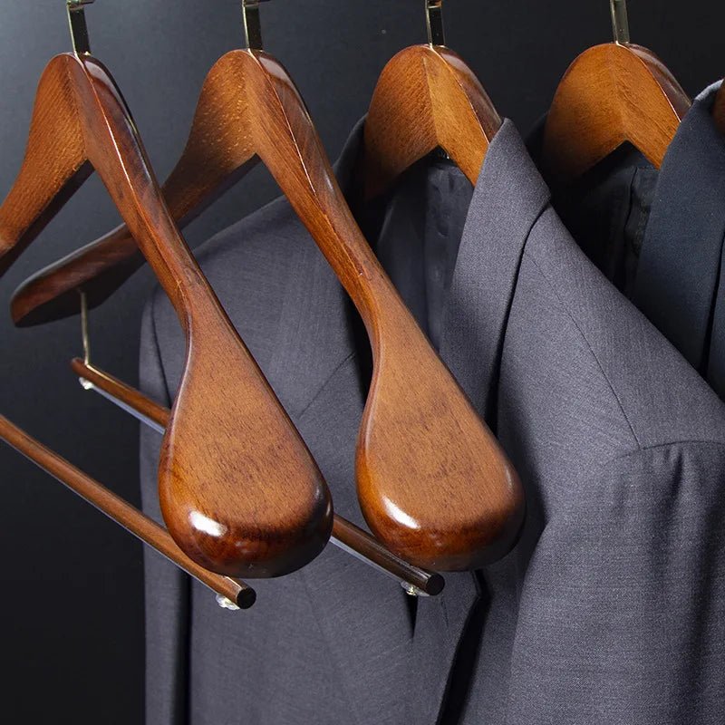 Cintre multifonctionnel en bois rétro à larges épaules avec tige de flocage pour vêtements, support de séchage pour placard de chambre à coucher, organisateur d'armoires - FATAONCintre multifonctionnel en bois rétro à larges épaules avec tige de flocage pour vêtements, support de séchage pour placard de chambre à coucher, organisateur d'armoiresMode FemmeFATAON