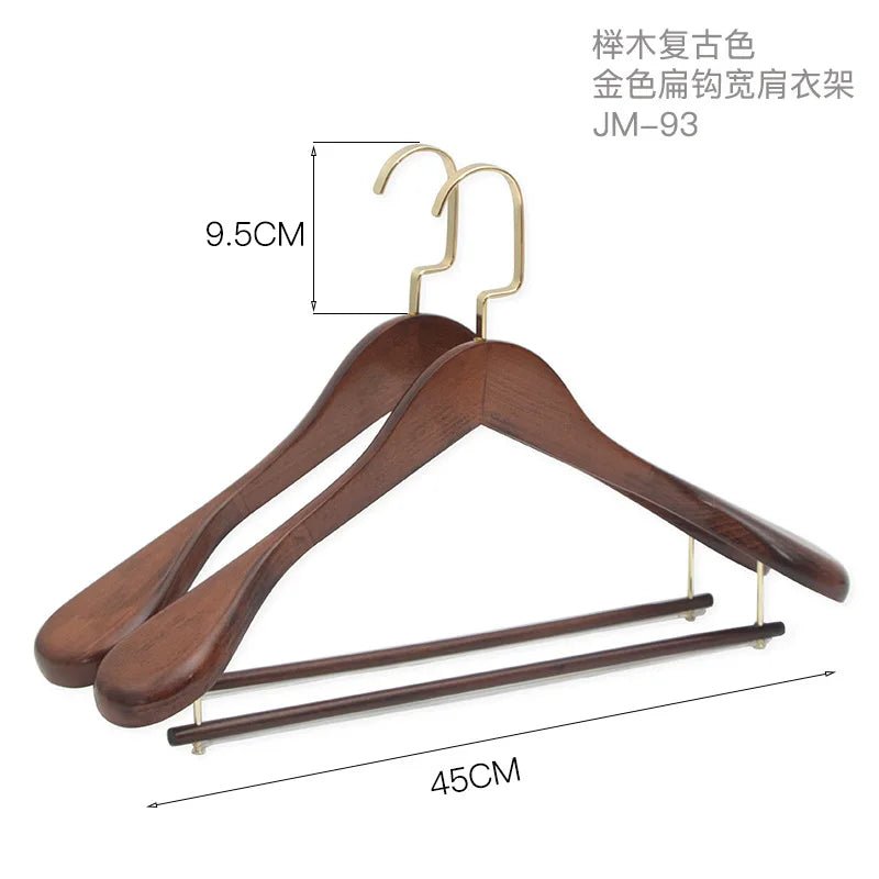 Cintre multifonctionnel en bois rétro à larges épaules avec tige de flocage pour vêtements, support de séchage pour placard de chambre à coucher, organisateur d'armoires - FATAONCintre multifonctionnel en bois rétro à larges épaules avec tige de flocage pour vêtements, support de séchage pour placard de chambre à coucher, organisateur d'armoiresMode FemmeFATAON