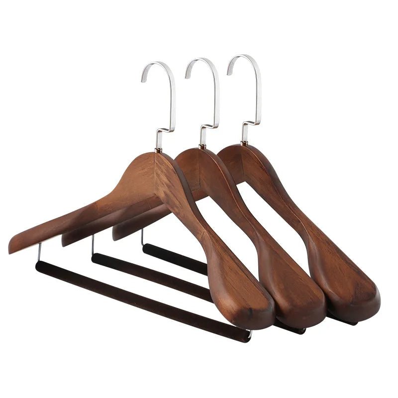 Cintre multifonctionnel en bois rétro à larges épaules avec tige de flocage pour vêtements, support de séchage pour placard de chambre à coucher, organisateur d'armoires - FATAONCintre multifonctionnel en bois rétro à larges épaules avec tige de flocage pour vêtements, support de séchage pour placard de chambre à coucher, organisateur d'armoiresMode FemmeFATAON